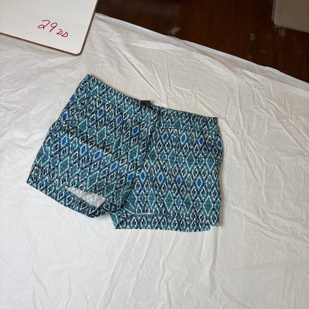 H&M Womens Shorts Blue Green Geometric Print Size 2